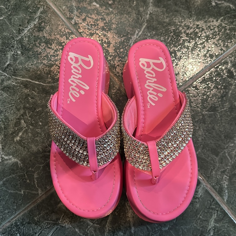 Barbie Pink Rhinestone Platform Sandals - Picture 2 of 3
